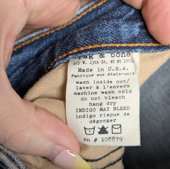 Rag - Bone Distressed Blue Jeans Buckley made In USA Size 30 100% Cotton - Picture 5 of 9